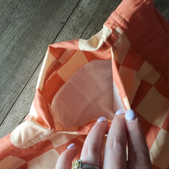 NWT Mad Engine Men's Orange Checked Swim Trunks Size XXL - Picture 5 of 14